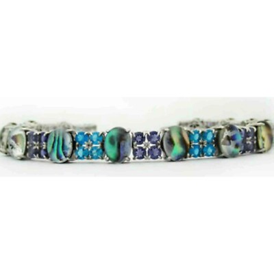 Tennisarmband aus echtem Opal, Blautopas & Amethyst .925 Silber