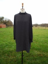 Black & White Polka Dot Lightweight Oversized Shift Dress BOOHOO Size 14 BNWT