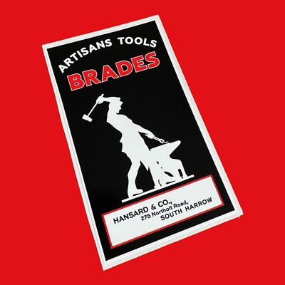 Vintage Brades Handwerker Werkzeuge Werbung Vinyl Aufkleber Sticker Hammer Axt Spaten Kelle