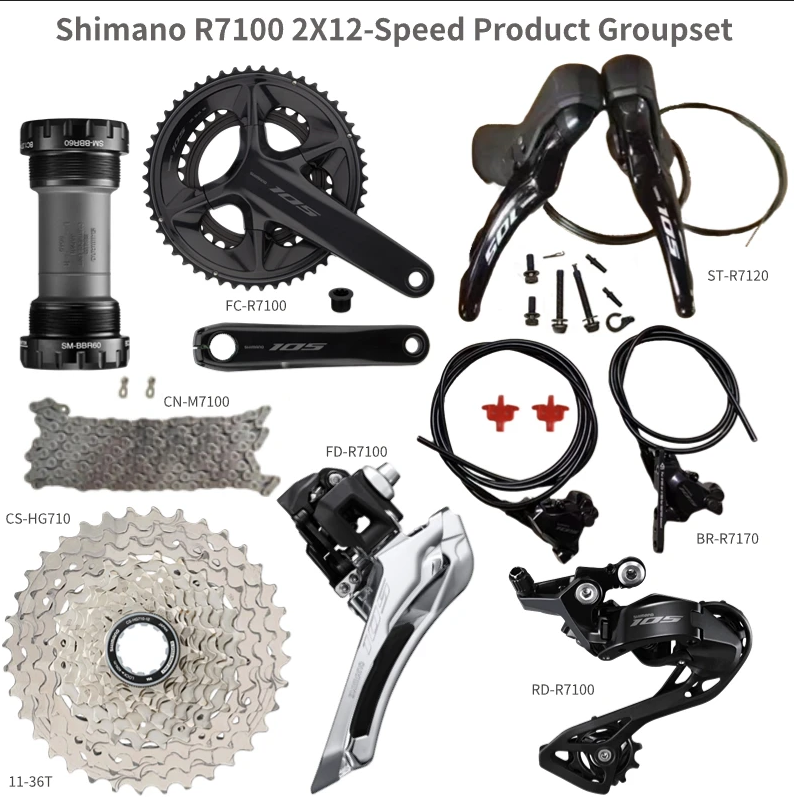 SHIMANO 105 R7100 R7120 52/36T 170MM 34T DISC MECHANICAL GROUPSET