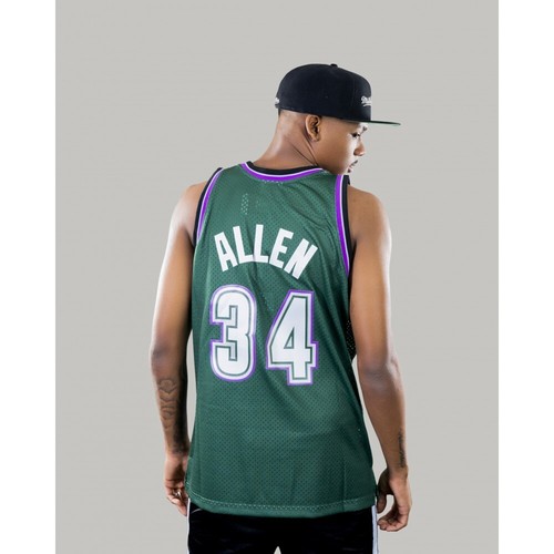 Mitchell Ness Milwaukee Bucks 1996 Ray ALLEN GOLD NBA LOGO SWINGMAN grünes Trikot - Bild 22 von 24