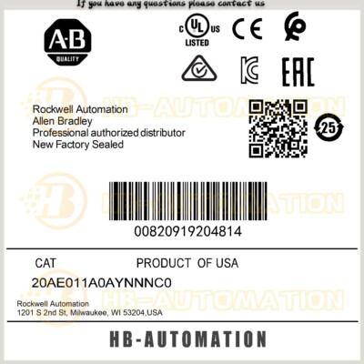 NEW 20AC1P3A3AYNAEC0  AC Drive AB Fast shipping 20AC1P3A3AYNAEC0