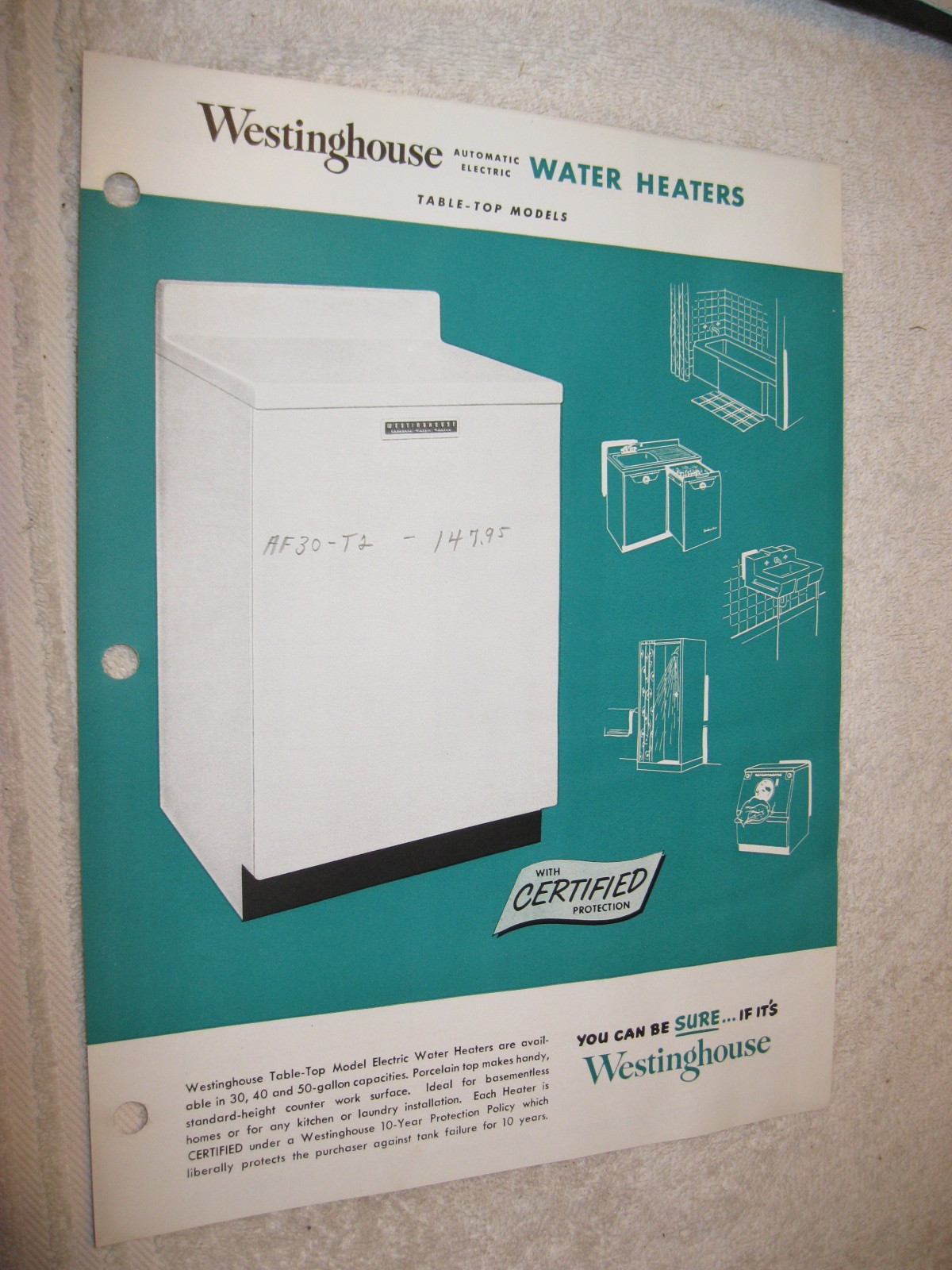 1940u0026#039;s WESTINGHOUSE TABLE-TOP WATER HEATERS BROCHURE | eBay