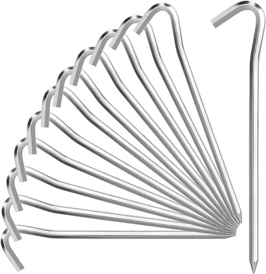 DKOVN 20 Pc Tent Pegs Garden Stakes Tarp Anchor Heavy Duty Steel Metal Picnic Camping