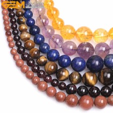 Assorted Natural Polished Round Gemstone Beads for Jewelry Making Necklace DIY