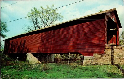 Postcard Lewistown Frederick County Maryland MD. Utica Road Covered Bridge
