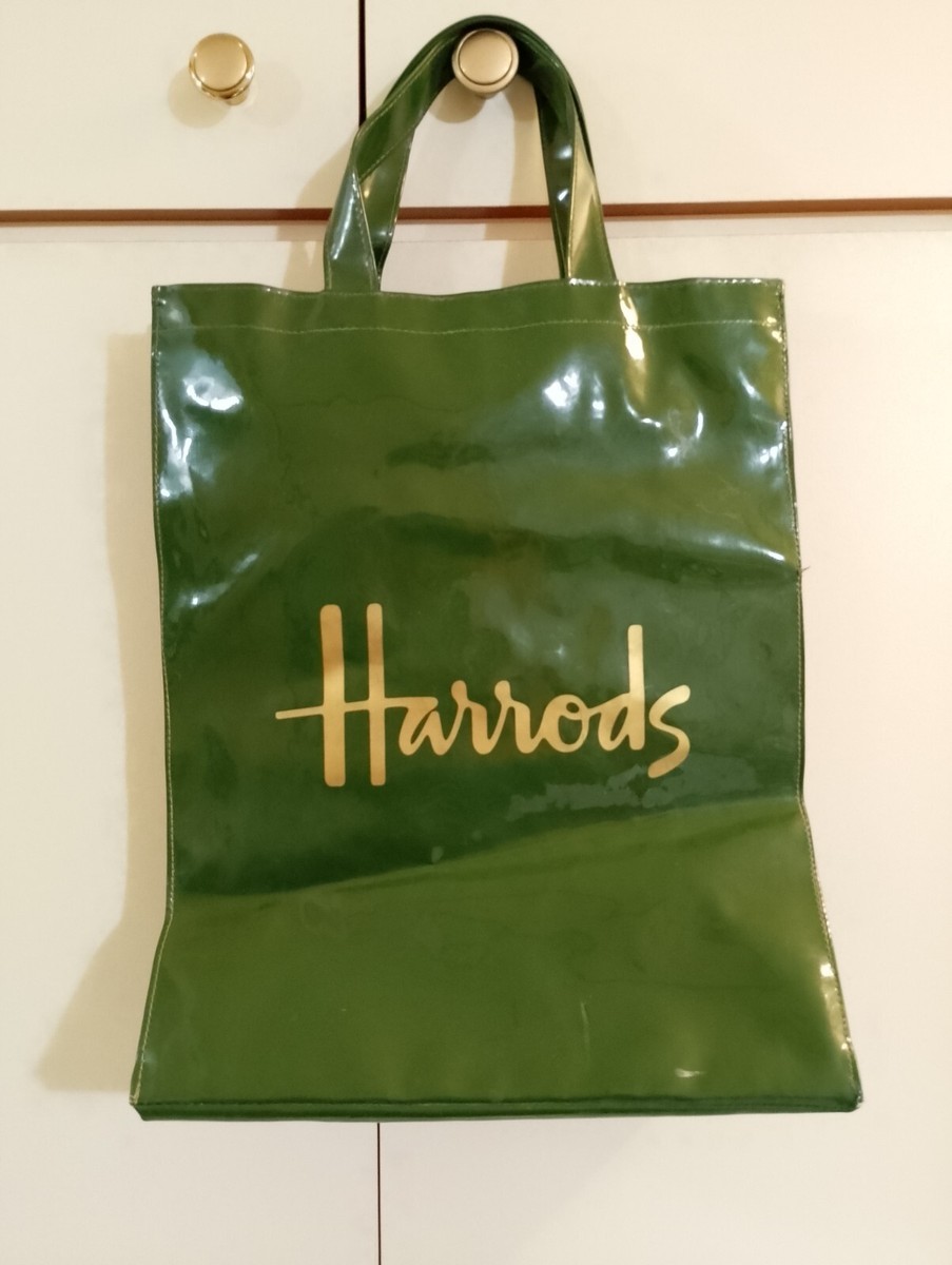 harrods green tote double handle pvc shopper bag