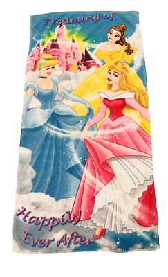 Disney Princess Beach Pool Towel Dreaming Of Happily Ever After 28x53  EUC