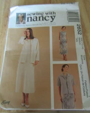 2000 McCall's Sewing With Nancy Pattern 2652 Misses' Dress/Jacket Sz 12-14 Uncut