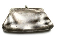 vintage metal mesh kisslock evening purse silver tone 5.25x3.25