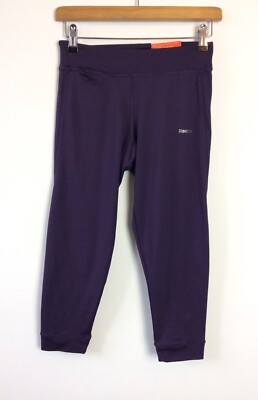 Reebok PlayDry Leggings NEU Damen Größe XS tailliert lila 3/4 Cropped Gym Hose
