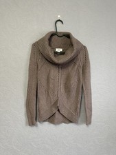 Ann Taylor LOFT Size Small Brown Wool Blend Lace Knit Cowl Neck Sweater C5