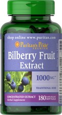 Puritan's Pride Bilberry 1000 mg - 180 Softgels