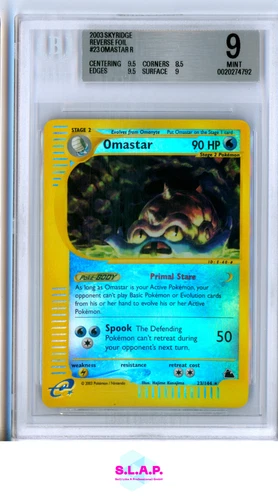 OMASTAR REVERSE FOIL POKEMON 2003 SKYRIDGE 23/144 ENGLISH BGS 9