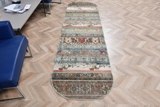 2,6x9,4 ft Turkish Vintage Rug, Runner Rug, Blue Ikat Rug