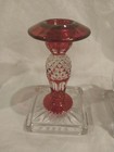 Pair VTG Westmoreland Glass  Ruby Iridescent 2 Candlesticks & 2 Crystal Bobeche — photo 6