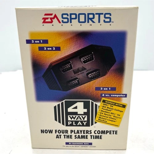Vintage 1993 EA Sports 4 Way Play for Sega Genesis Video Game Console