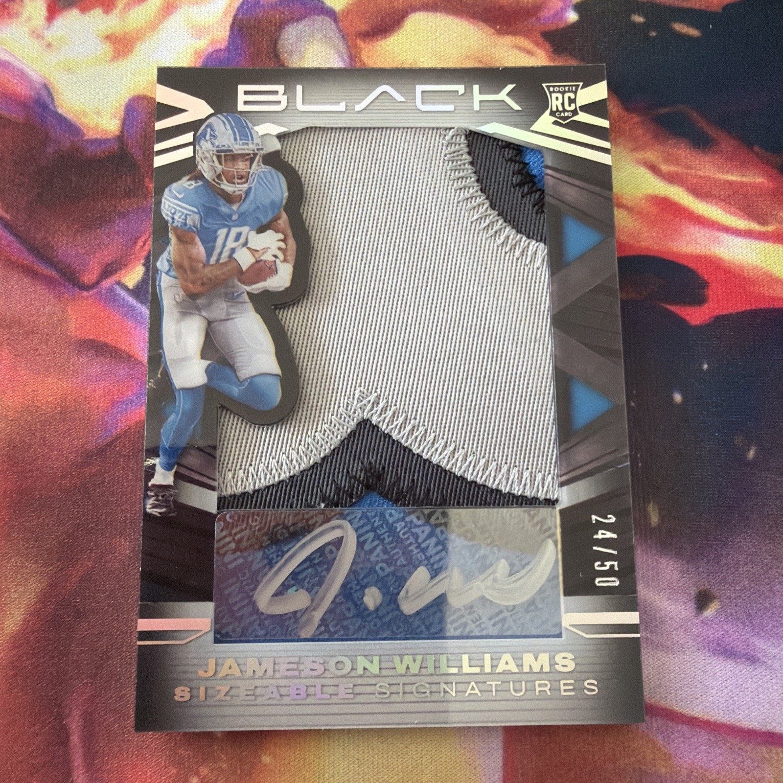 2022 Panini Black Jameson Williams Sizeable Signatures Rookie Patch Auto 24/50