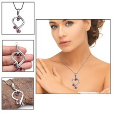 Emerald Gemstone Unisex Women's Gift For Her Silver Jewelry Pendant 2"