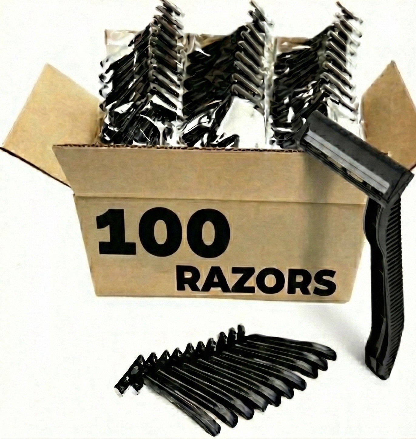 100 Twin Blade Black Disposable Razors in Bulk - Professional or Home Use