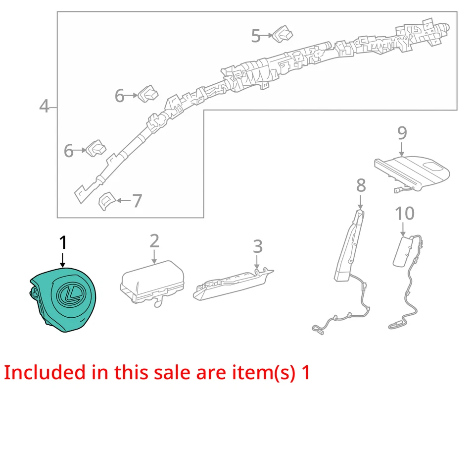 2017-2022 LEXUS RX350 DRIVER STEERING WHEEL SRS AIRBAG NORTH AMERICA BUILT OEM - Image 3 of 4
