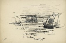 Roland Batchelor (1889-1990) Pen & Ink Drawing - Newquay Harbour Cornwall