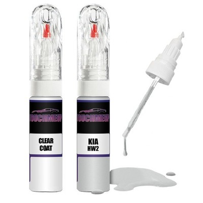 Lackstift für KIA DELUXE WHITE HW2 + Klarlack Pinsel Kratzer Fix Kit