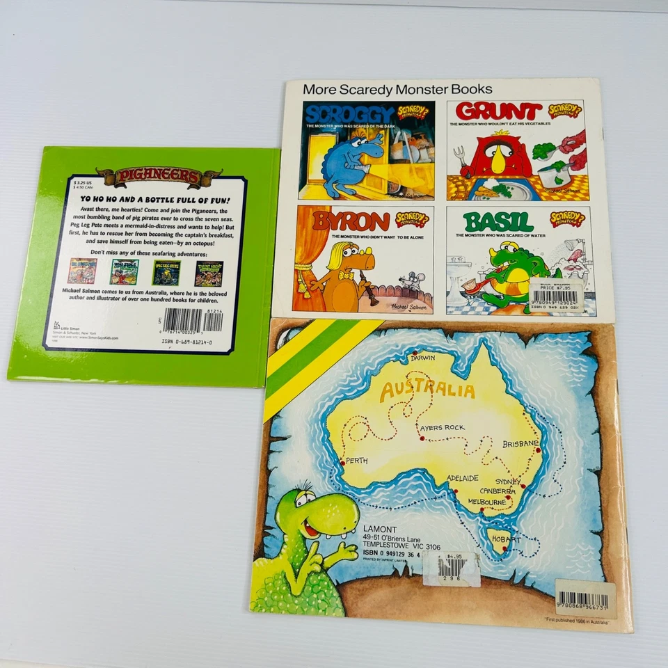 x7 Michael Salmon Book Lot Christmas Basil Kangaroo Monster 90s Books - Image 4 of 4