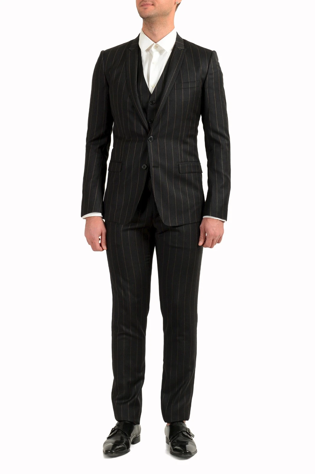 Dolce Gabbana — Dolce & Gabbana Men's "Gold" 100% Wool Striped Two Button Three Piece Suit