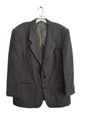 Yves Saint Laurent Sport Coat Mens Brown Houndstooth Check Blazer Jacket YSL