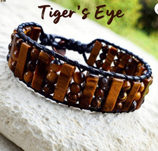 Natural Tiger's Eye Stone Bracelet Healing Crystal Gemstone Braided Bracelet