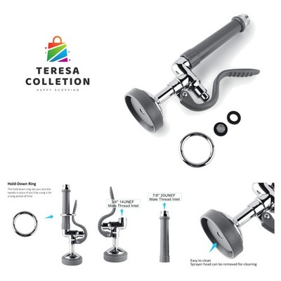 Ergonomic Chrome Commercial Kitchen Faucet Sprayer - Wall & Deck Mount Options