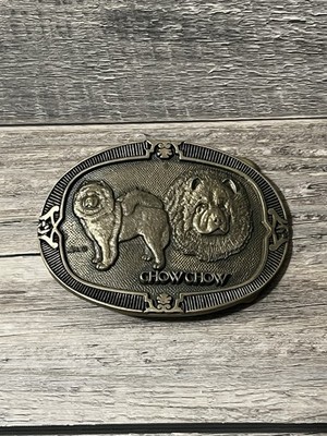 CHOW CHOW Dog Breed Solid Brass Belt Buckle Award Design Medals Vintage