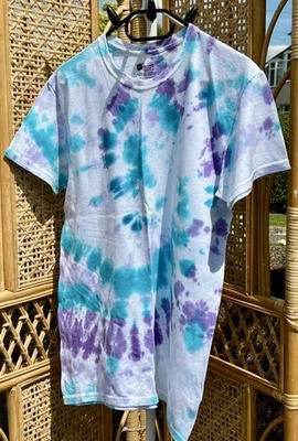 Retro Vintage Tie Die Purple T Shirt by Hanes Festival 90s Size M / 12 GC - Image 1 of 4