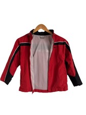 Vintage Nike Athletics Boys Red Hooded Windbreaker Jacket Black White Full Zip