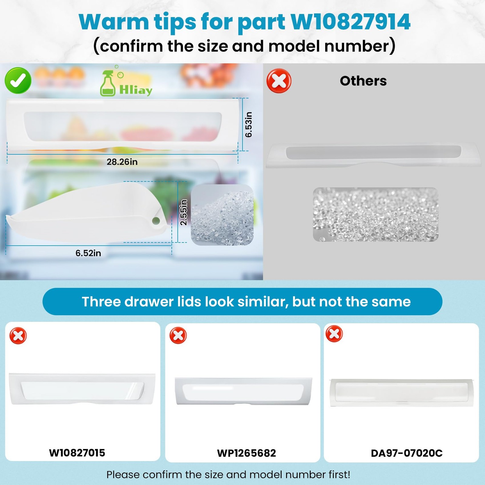 UPGRADED W10827914 W10165964 Pantry Drawer Door Cover Compatible with kenmore