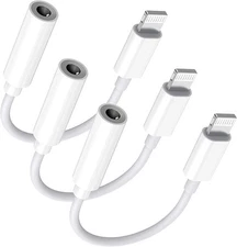 Lightning to 3.5 mm Headphone Jack Adapter, 3Pack, White/Lightning 3.5mm 