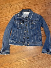 Z1975 Zara Basic Department Denim Womens Blue Distress Jacket Size Medium