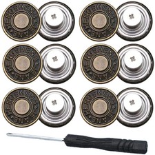 Bronze Buttons Pins for Loose Jeans No-Sew Replacement Snap Buttons 6 Pieces