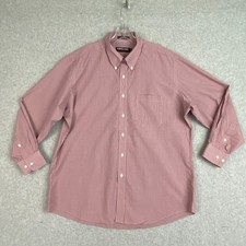 Kirkland Signature Mens 17-33 Red Check Non Iron Long Sleeve Button Up Cotton