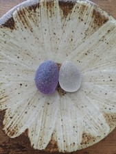 Beautiful rare color sea glass 2pcs, surf tumbled, weathered, beach glass, 35