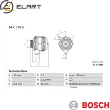 ALTERNATOR 0 986 048 801 FOR OPEL ZAFIRA/B/Box/Body/MPV/FAMILY ASTRA/H/Van/GTC  