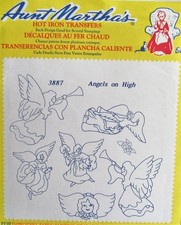 Aunt Marthas 3887 Angels on High Holiday Christmas Embroidery Transfer Pattern