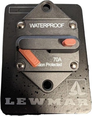Neu Lewmar Ankerwinde 70 Ampere Leitungsschutzschalter & Montageplatte 68000240 