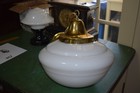 Antique Brass Schoolhose Pendant. 6" Fitter- Rewired — photo 2