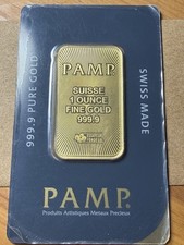 1 ozt Gold Bar - PAMP Suisse (In Assay) - .9999 Fine Gold 5200.00 per troy oz