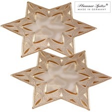Tischdecke Weihnachten Modern Plauener Spitze Organza Stern 30 cm 2 er Set Gold