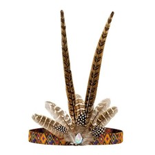 Feather Headdress Headband Native American Indian Style Headwear Chief Costum...