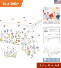 3 Pack Spring Floral Tablecloth, Wildflower Butterfly Plastic Table Cover for...