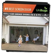 UnBugs Garage Screen Doors for 2 Car Garage - Fits Double 192" x 96" Black